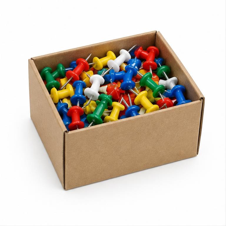 Push Pins, Assorted Colors, 200-Count